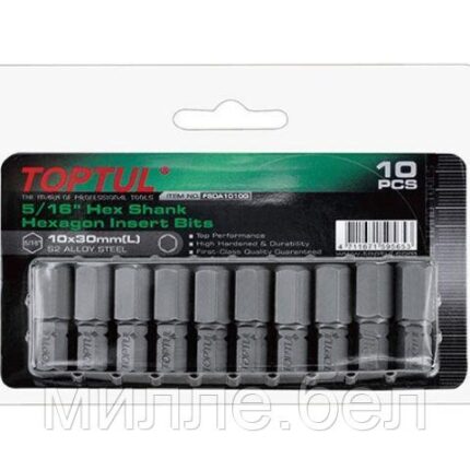 Насадка шестигранник 6мм 5/16" 10шт блистер TOPTUL