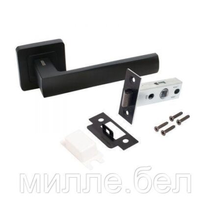 Комплект ручка и защелка АЛЛЮР АРТ "КОЛОМБО"  BL+L45-8 BL (23150/S45) матовый черный  (20) (компл) (УЗК)