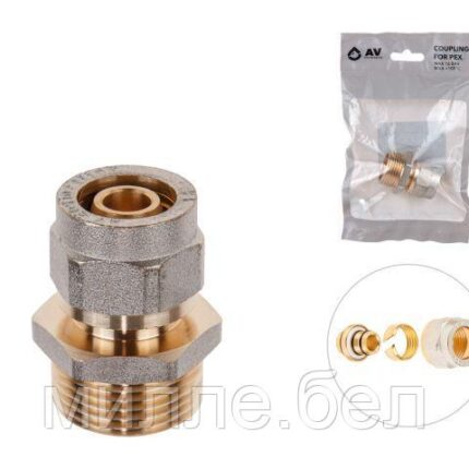Ниппель 16(2.0) х 3/4" нар. для труб PEX, AV Engineering (инд. упак.) (для металлопластиковых и PEX труб)
