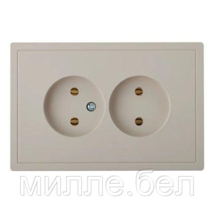 Розетка 2-ая (скрытая, б/з) песочная, Carre, BYLECTRICA