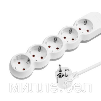 Удлинитель 3м (5 роз., 3,5кВт, с/з, ПВС 3х1,5) LEIDEN ELECTRIC