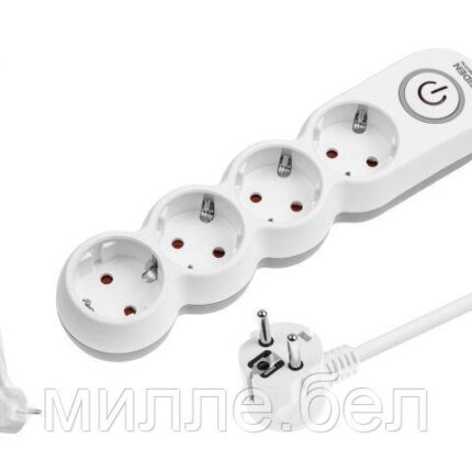 Удлинитель 5м (4 роз., 3,5кВт, с/з, выкл, ПВС 3х1,5) LEIDEN ELECTRIC