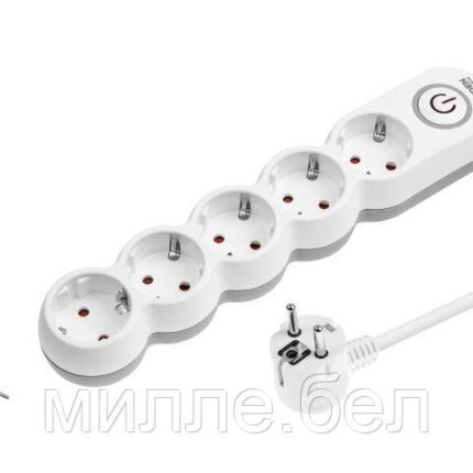 Удлинитель 5м (5 роз., 3,5кВт, с/з, выкл, ПВС 3х1,5) LEIDEN ELECTRIC