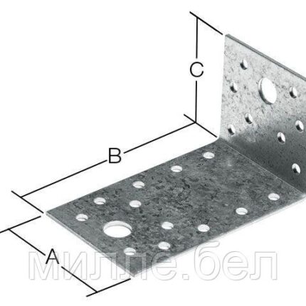 Уголок крепежный асимметричный 55х90х50 мм KUAS белый цинк STARFIX