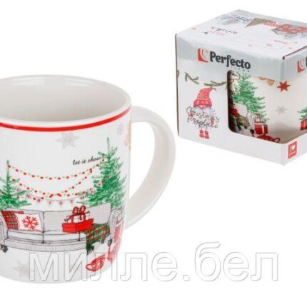 Кружка керамическая, в кор., 360 мл., WINTER TIME-4, PERFECTO LINEA