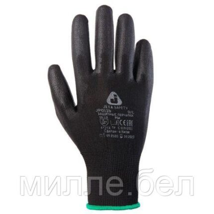 Перчатки нейлон, полиуретановое неполн. покрытие, р.XL, черные, Jeta Safety