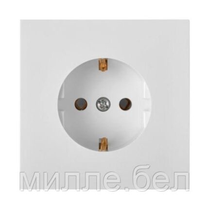 Розетка 1-ая (скрытая, с/з) белая, Carre, BYLECTRICA