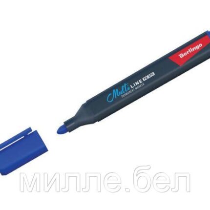 Маркер промышл. перманентный синий BERLINGO MULTILINE PE320 (Толщина линии 3 мм. Пулевидный. Цвет: синий.)