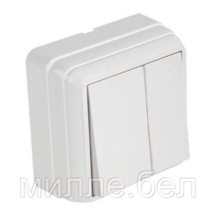 Выключатель 2-клав. (открытый) белый, BRON, MUTLUSAN (10 A, 250 V, IP 20)