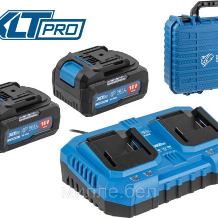 Набор аккумулятор 2х4 А*ч и зарядное устройство 2х4 А BULL XLTpro в чем. SET (18 В, 2x4 А*ч, Li-ion, З/У 2