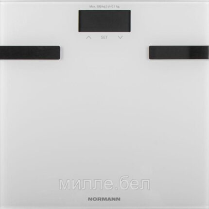 Весы напольные ASB-477 NORMANN (180 кг, стекло 6 мм, дисплей 50х35 мм, изм-ние уровня воды, жира, мышечной)