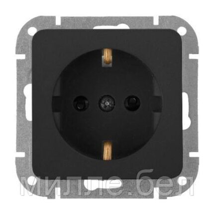 Розетка 1-ая (скрытая, с/з) карбон, Astrum, BYLECTRICA