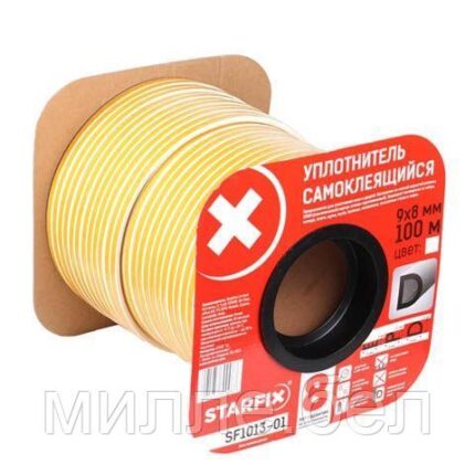 Уплотнитель "D" белый  9х8мм 100м (сдвоенный профиль 2х50м) STARFIX