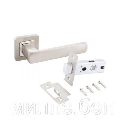 Комплект ручка и защелка  АЛЛЮР АРТ "КОЛОМБО" SN+L45-8 SN (2380/S45) мат.никель (20) (компл) (УЗК)