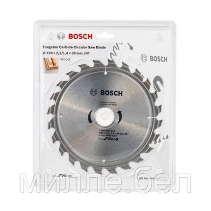 Диск пильный 190х30 мм 24 зуб. по дереву ECO WOOD BOSCH (твердоспл. зуб)