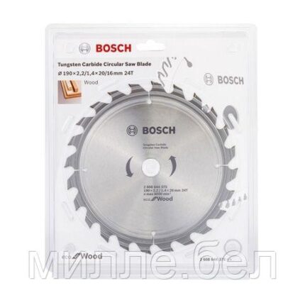 Диск пильный 190х20 мм 24 зуб. по дереву ECO WOOD BOSCH (твердоспл. зуб)