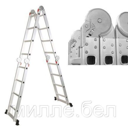 Лестница алюм. многофункц. 4х5 ступ. (стрем.-280см, лестн.-570см) 14,6кг STARTUL (ST9732-05) (усиленное