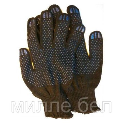 Перчатки х/б с ПВХ "Точка", 10класс, черные (мин. риски) (Континент-Сити)