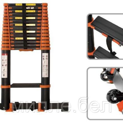 Лестница телескопическая 1-секц. алюм. 510см, 13 ступ. 13,5кг BLACK LINE STARTUL (ST9931-051) (ширина ступени