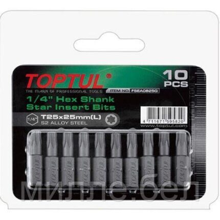 Насадка TORX T25*25 1/4" 10шт блистер TOPTUL