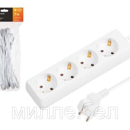 Удлинитель 7м (4 роз., 2,2кВт, с/з, ПВС 3х1) Юпитер (ЮПИТЕР)