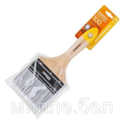 Кисть плоская 4"-100мм синтет. щетина (лаки) STARTUL MASTER (нанесение всех видов лака)