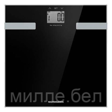 Весы напольные ASB-473 NORMANN (180 кг, стекло 6 мм, дисплей 50х35 мм, изм-ние уровня воды,жира, мышечной