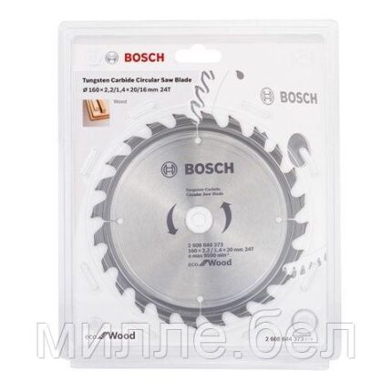 Диск пильный 160х20 мм 24 зуб. универсальный ECO WOOD BOSCH (твердоспл. зуб)