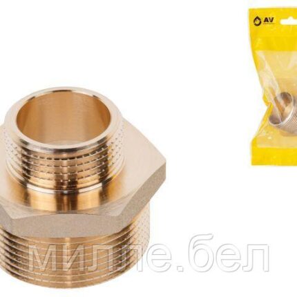 Ниппель ред. 1 1/2" нар. х 1" нар., AV Engineering (инд. упак.) (Латунь, макс.  16 бар, макс.  110 °С)