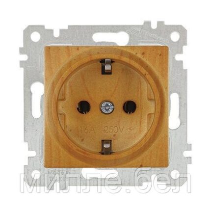 Розетка 1-ая (скрытая, без рамки, с/з) дуб, RITA, MUTLUSAN (16 A, 250 V, IP 20)