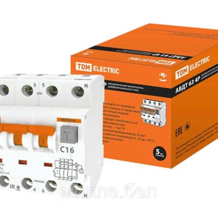 Выключатель дифференциальный автоматич. АВДТ-63/4P C16 300мА тип А TDM