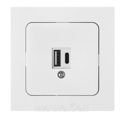 Розетка с двумя USB-разъемами (скрытая) белая, Astrum BYLECTRICA