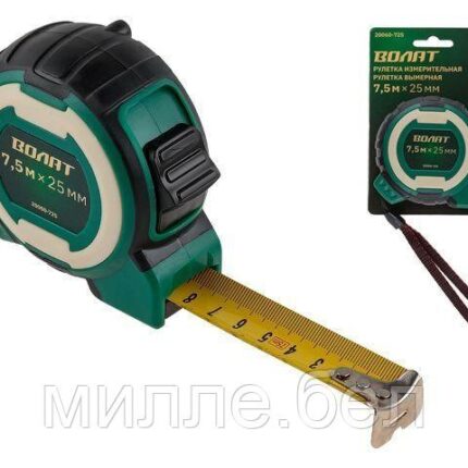 Рулетка  7,5м/25мм двухкомпон. корп. ВОЛАТ (1 мех. фиксации, ABS+TPR, УФ кольцо на корпусе рулетки)