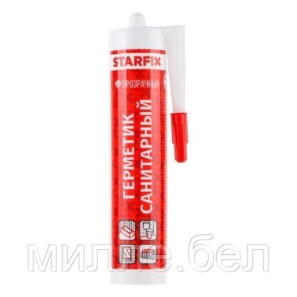 Герметик силиконовый санитарный STARFIX прозрачный, 300 мл