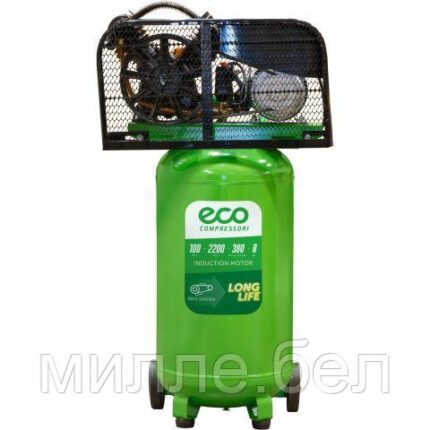 Компрессор ECO AE-1005-B2 ременной (380 л/мин, 8 атм, ременной, масляный, вертикальный ресив. 100 л, 220 В,