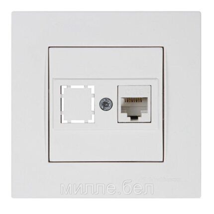 Розетка компьютерная 1xRJ45 (Cat6, скрытая) белая, RITA, MUTLUSAN