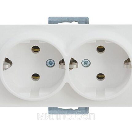 Розетка 2-ая (скрытая,с/з, керамика) белая, RITA, MUTLUSAN (16 A, 250 V, IP 20)