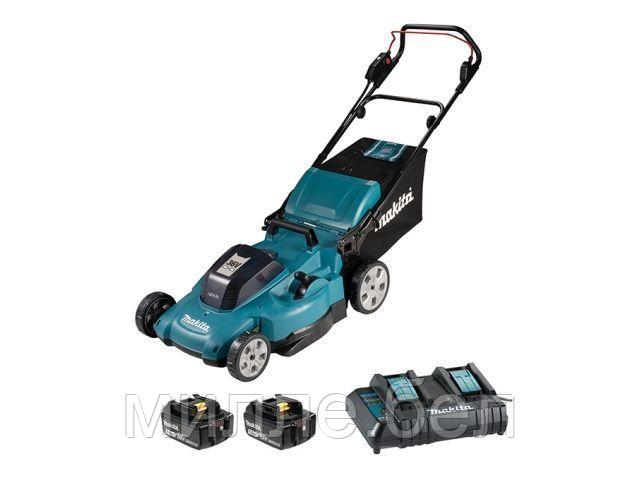 Газонокосилка аккумуляторная MAKITA LXT DLM538CT2 (18.0 В, 2 акк., 5.0 А/ч, Li-Ion, шир. 500 мм, выс. 20-100