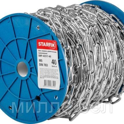 Цепь сварная длиннозвенная, оцинк. М5 DIN 763 (бухта 40 м) STARFIX