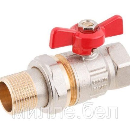 Кран шаровый 1/2" нар.-вн. бабочка (со сгоном) PN40, AV Engineering (Латунь, макс.  40 бар, макс.  110 °С)